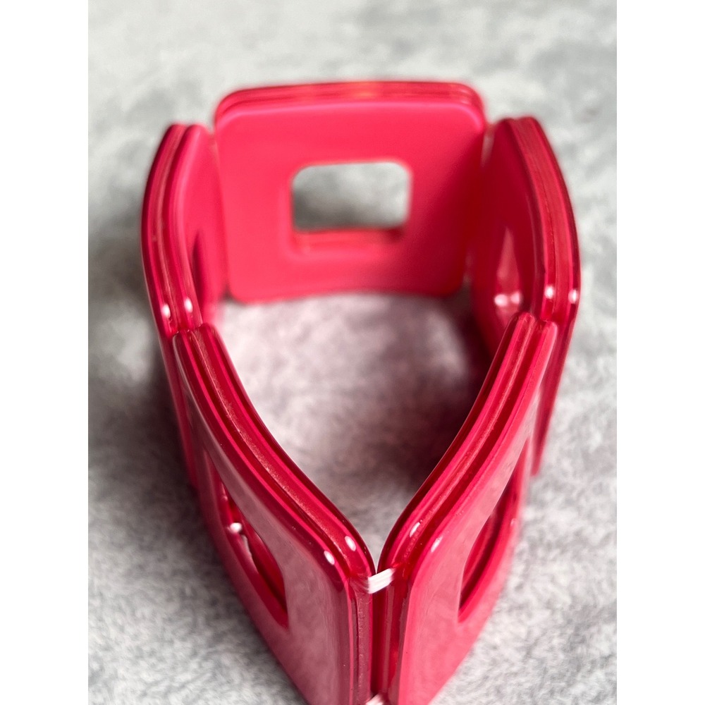 Miranda Hot Pink Geometric Square Link Stretch Bracelet Retro Resin Accrylic - Picture 6 of 7